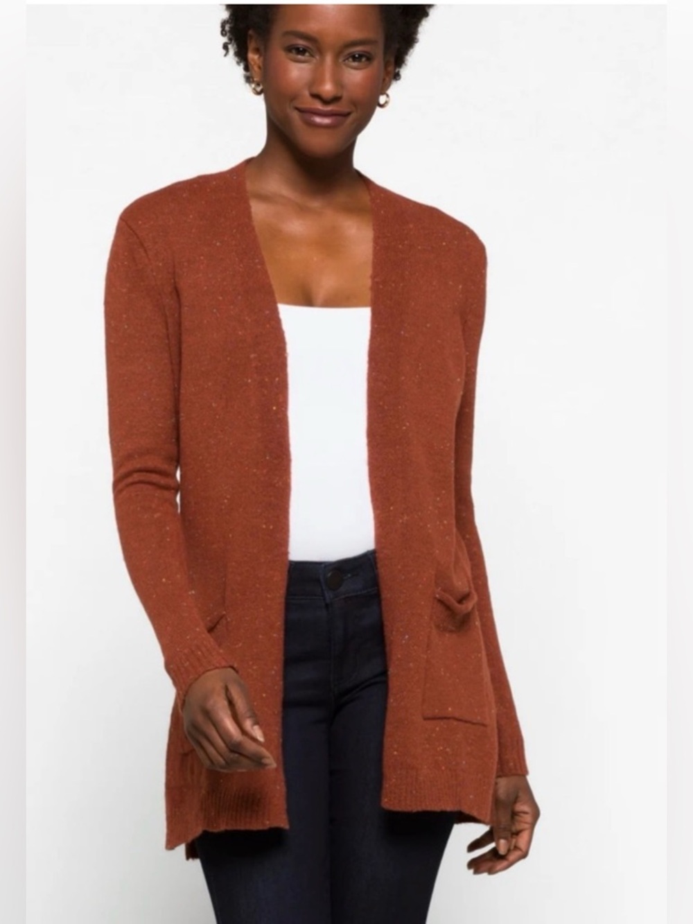 Love‎ & Ellie Anna Open Front Cardigan Rust Orange Size Medium